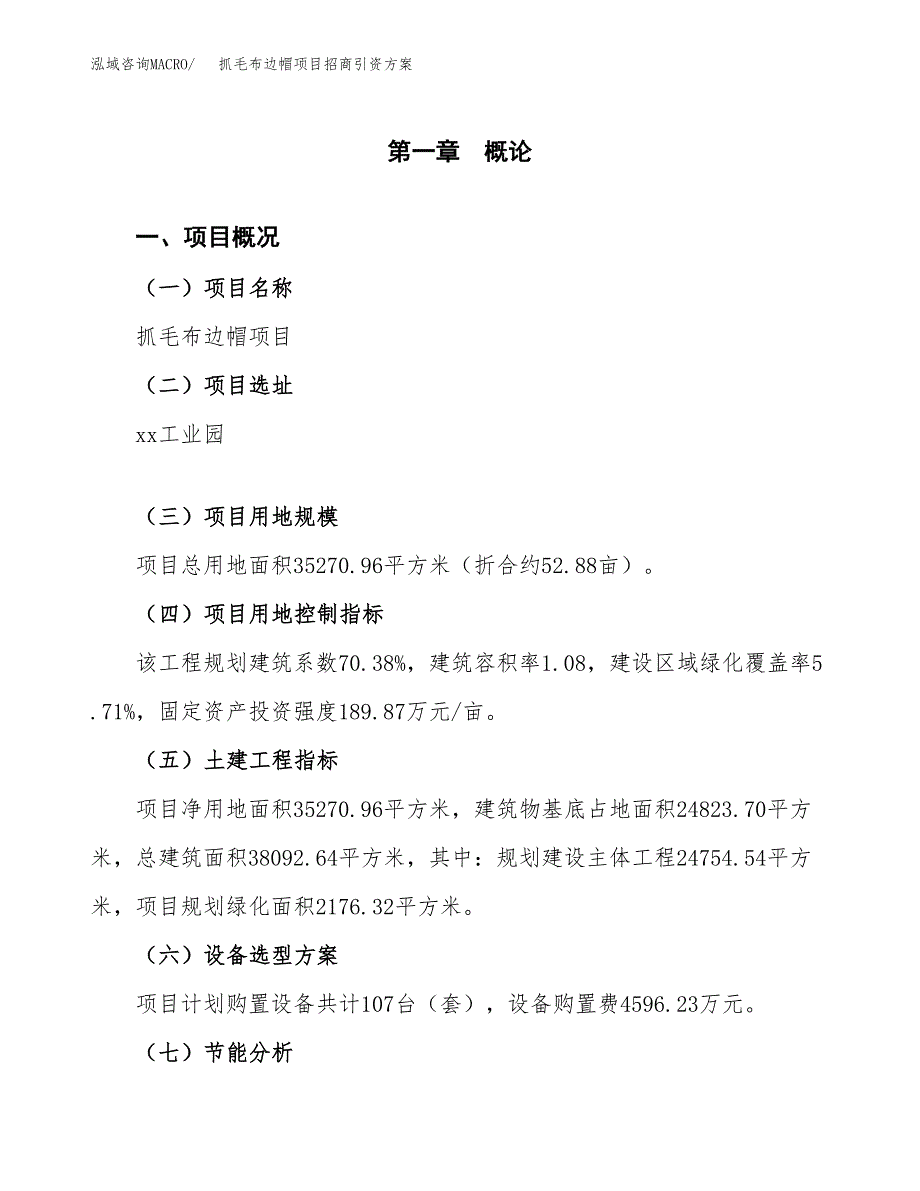 抓毛布边帽项目招商引资方案(立项报告).docx_第1页