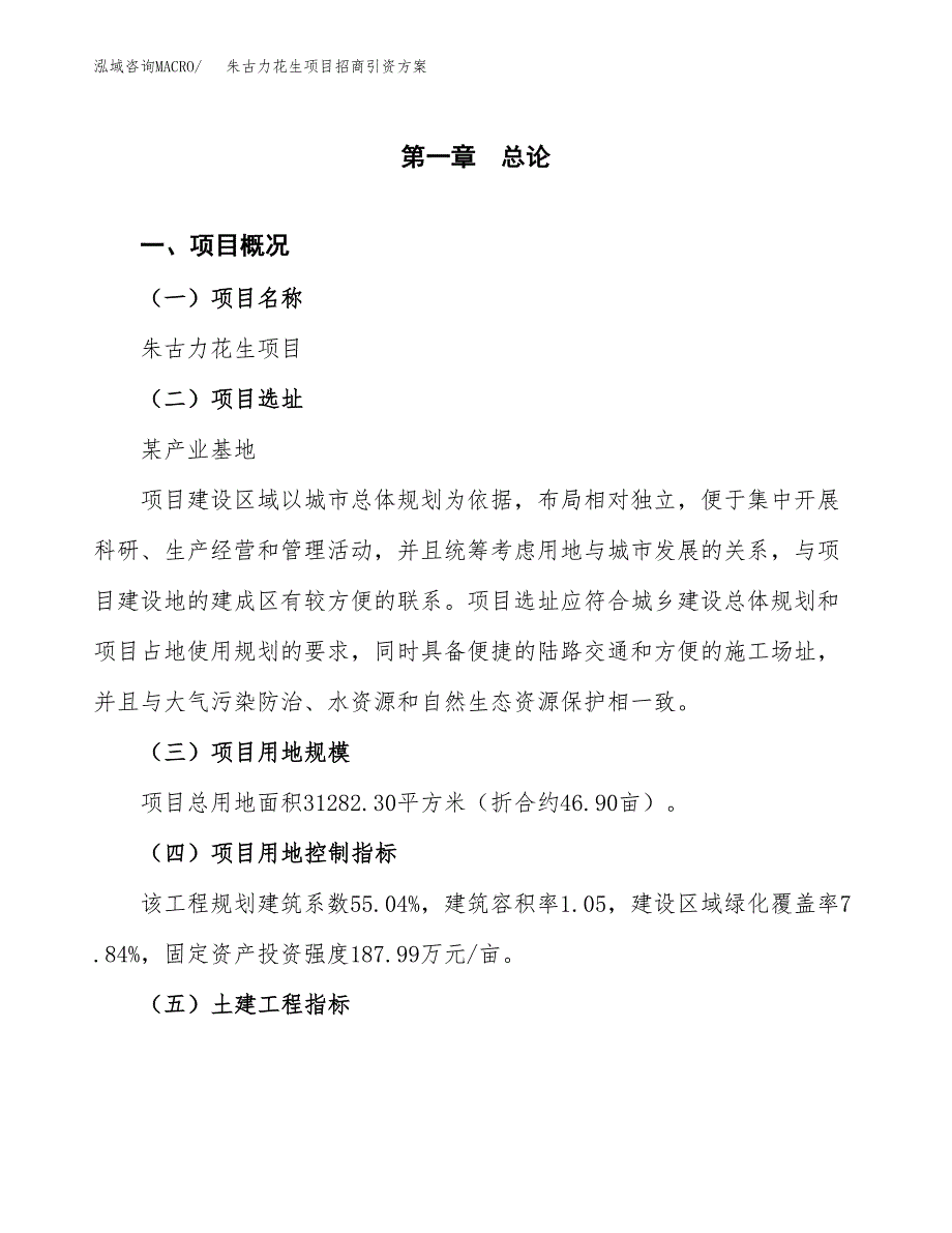 朱古力花生项目招商引资方案(立项报告).docx_第1页