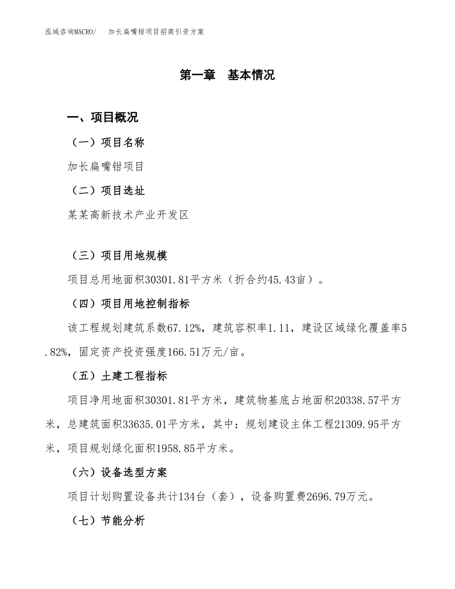 加长扁嘴钳项目招商引资方案(立项报告).docx_第1页