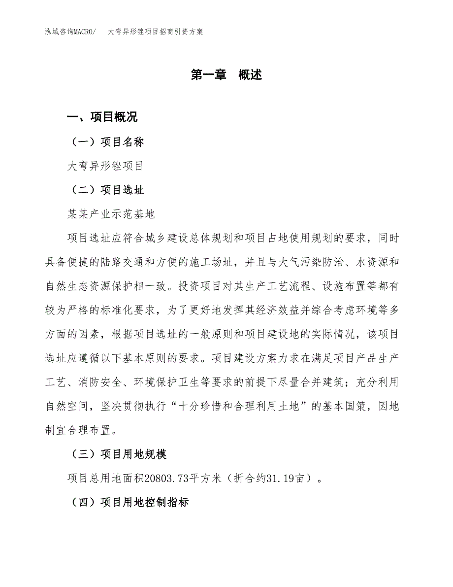 大弯异形锉项目招商引资方案(立项报告).docx_第1页