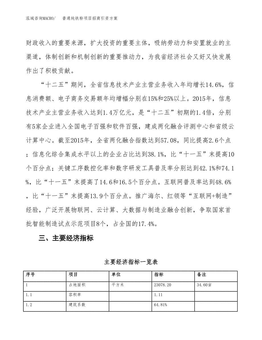 普通纯铁粉项目招商引资方案(立项报告).docx_第5页