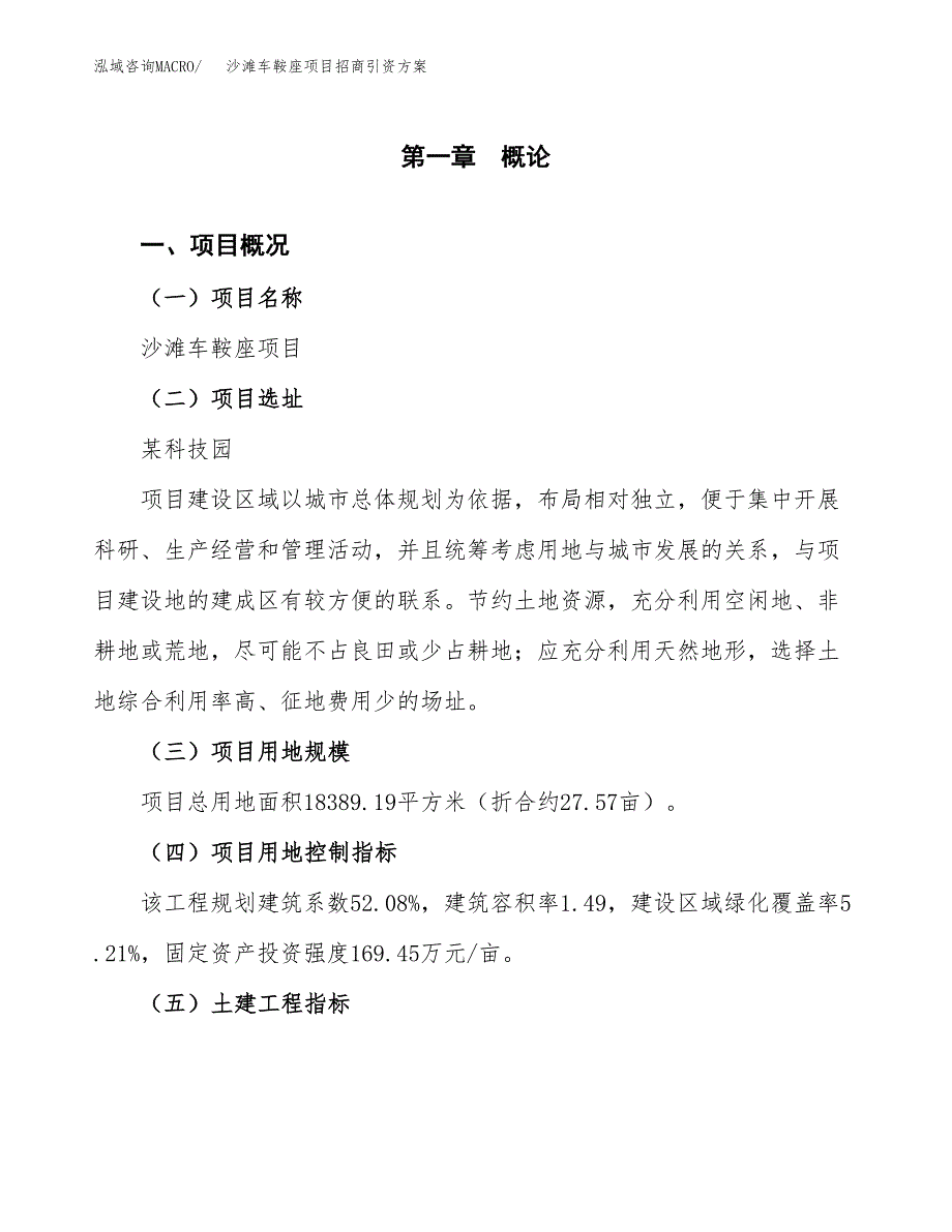 沙滩车鞍座项目招商引资方案(立项报告).docx_第1页