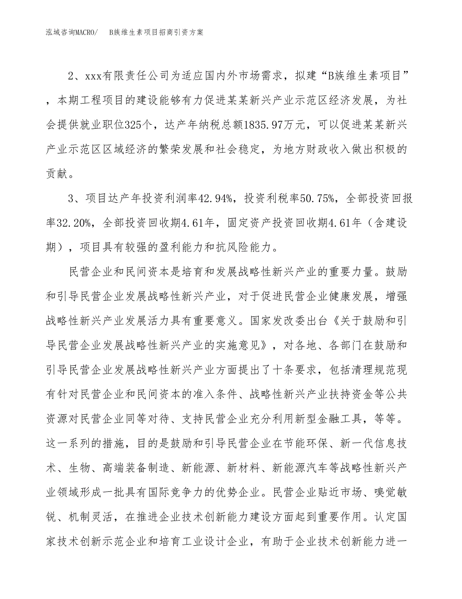 B族维生素项目招商引资方案(立项报告).docx_第4页