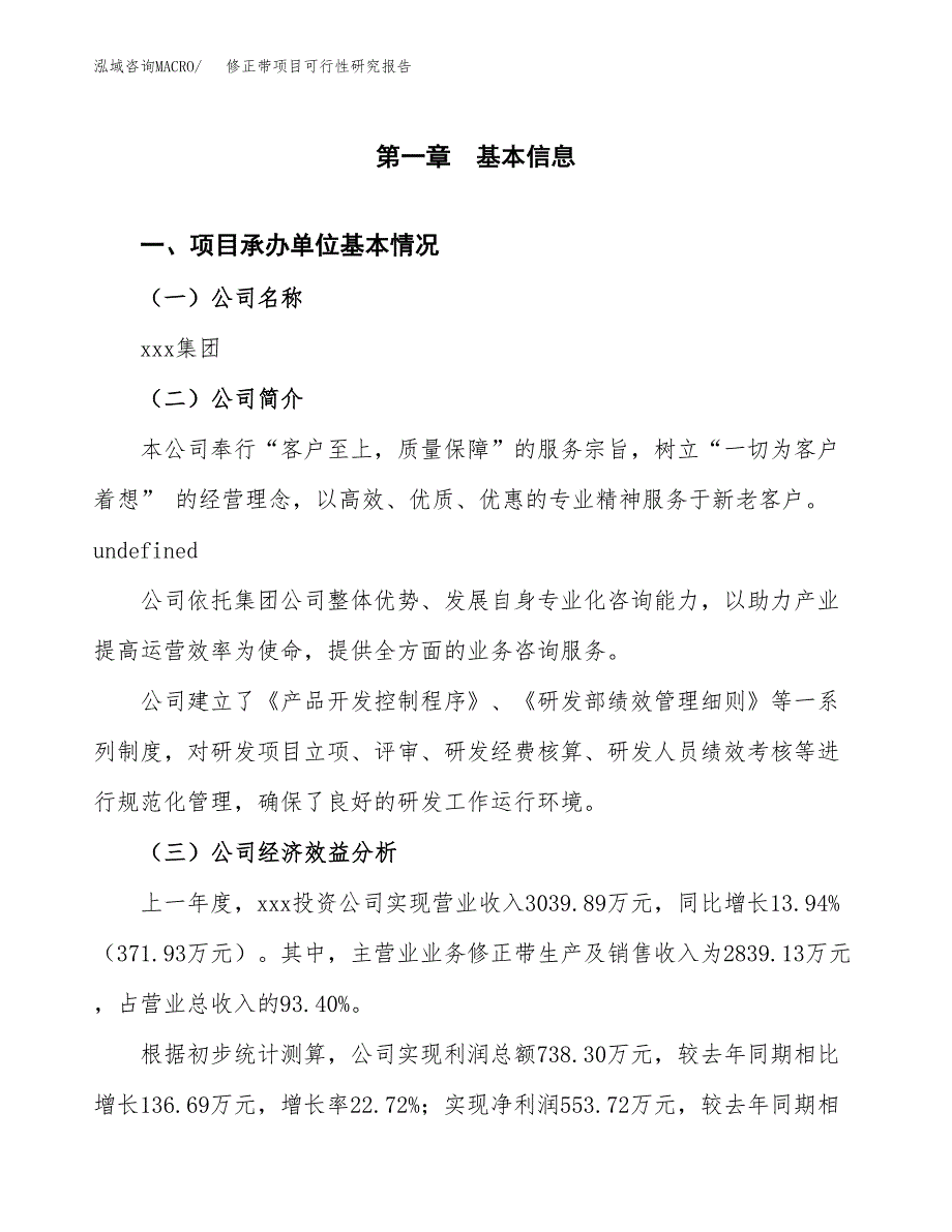 修正带项目可行性研究报告（总投资3000万元）（14亩）_第3页