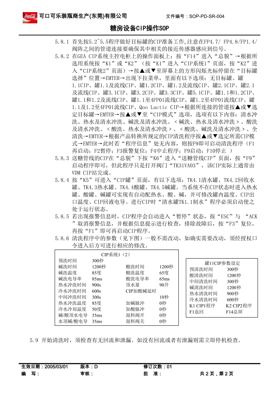 2019年糖房设备CIP操作SOP_第2页