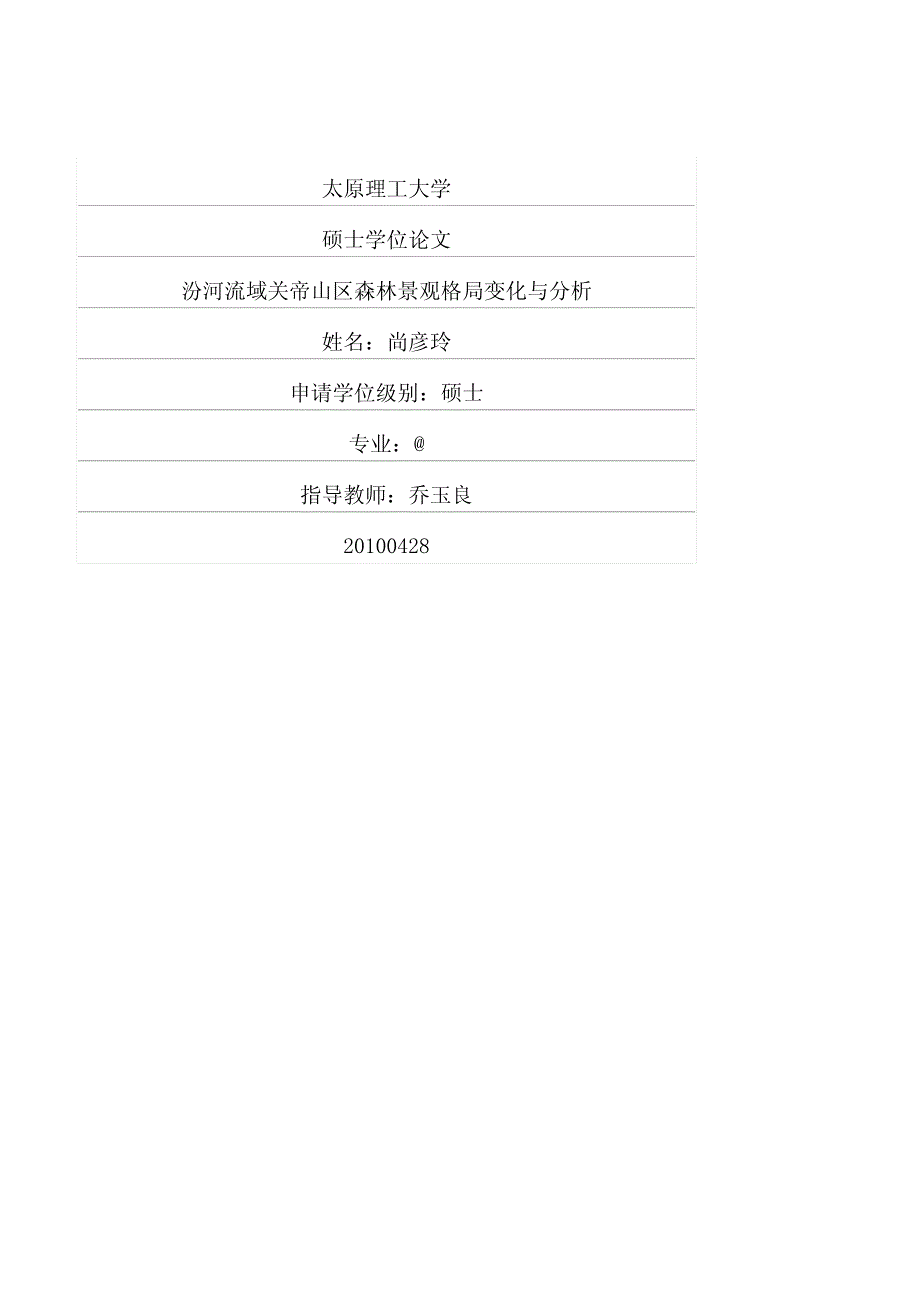 汾河流域关帝山区森林景观格局变化与分析_第1页