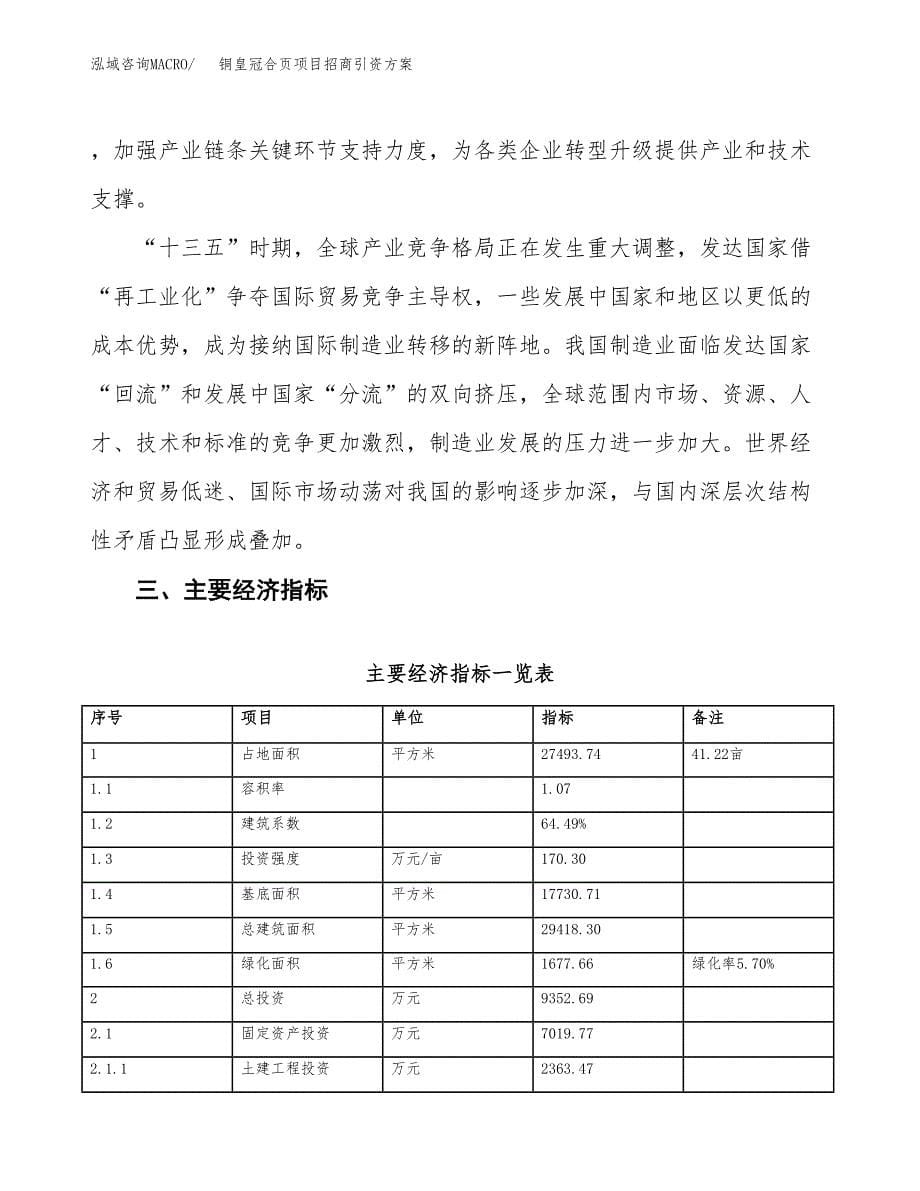 铜皇冠合页项目招商引资方案(立项报告).docx_第5页