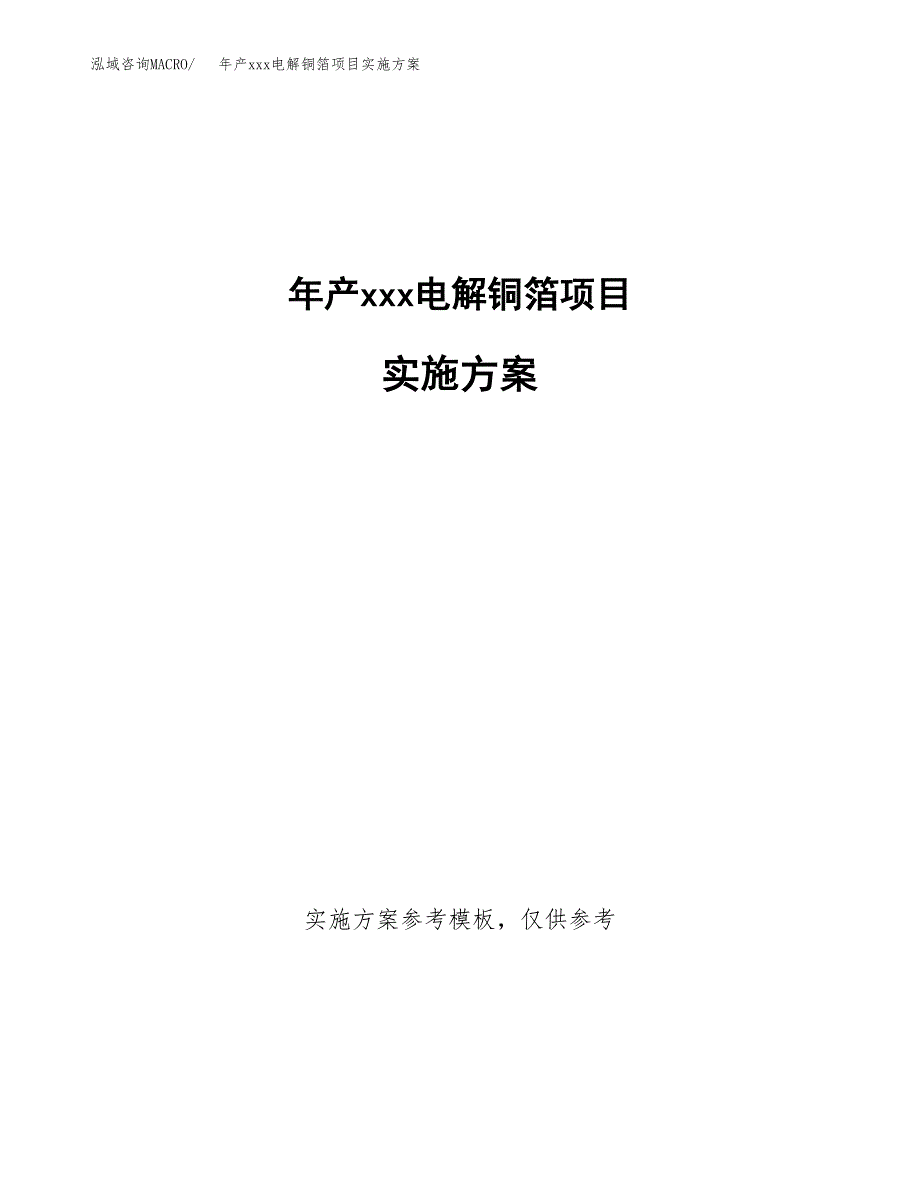 年产xxx电解铜箔项目实施方案（项目申请参考）.docx_第1页