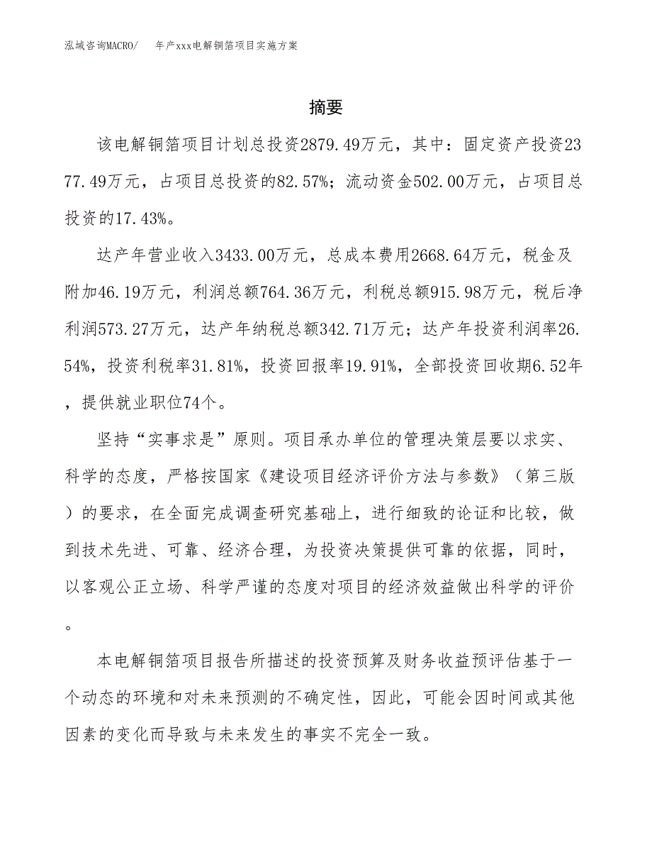 年产xxx电解铜箔项目实施方案（项目申请参考）.docx_第2页