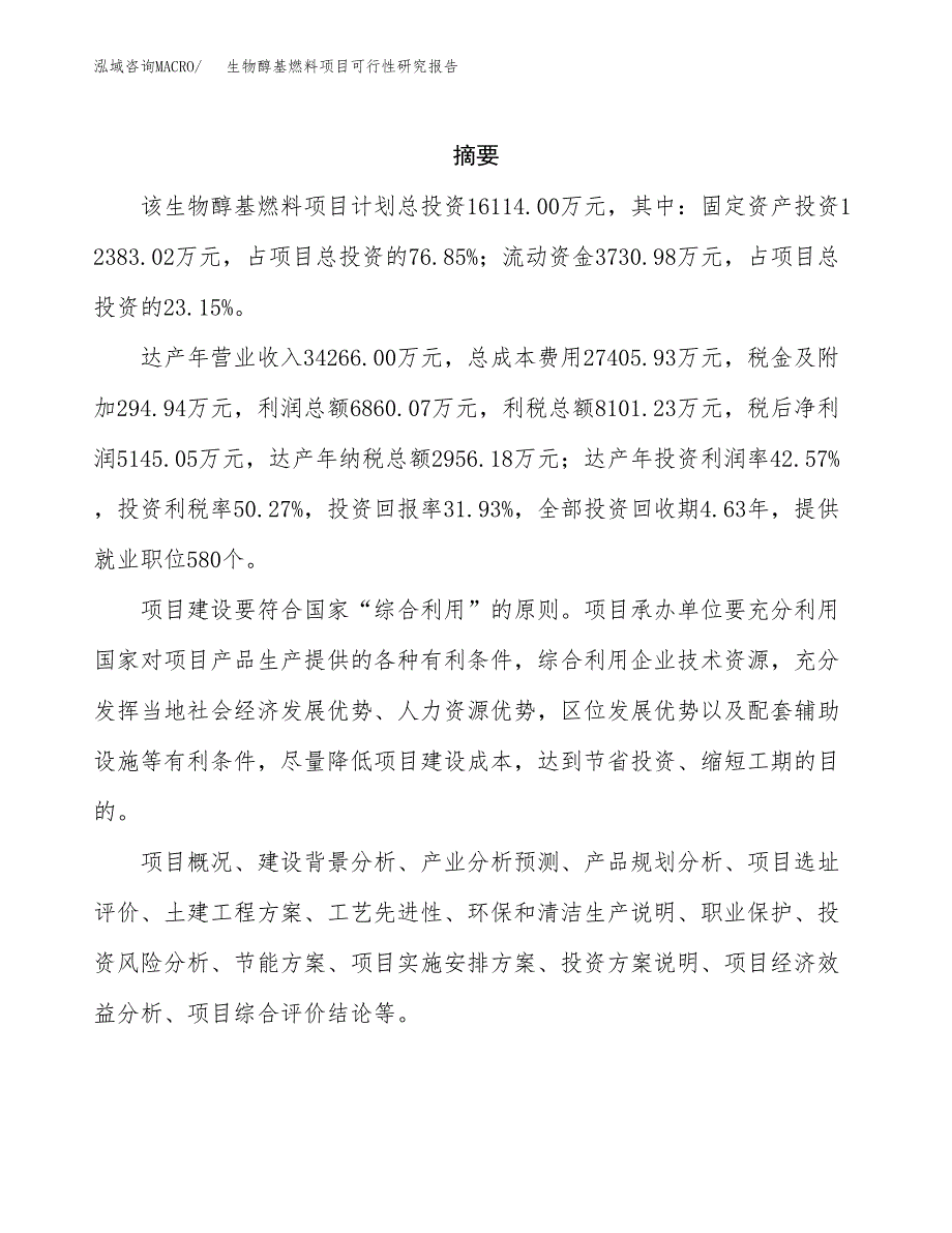 生物醇基燃料项目可行性研究报告-立项备案.docx_第2页