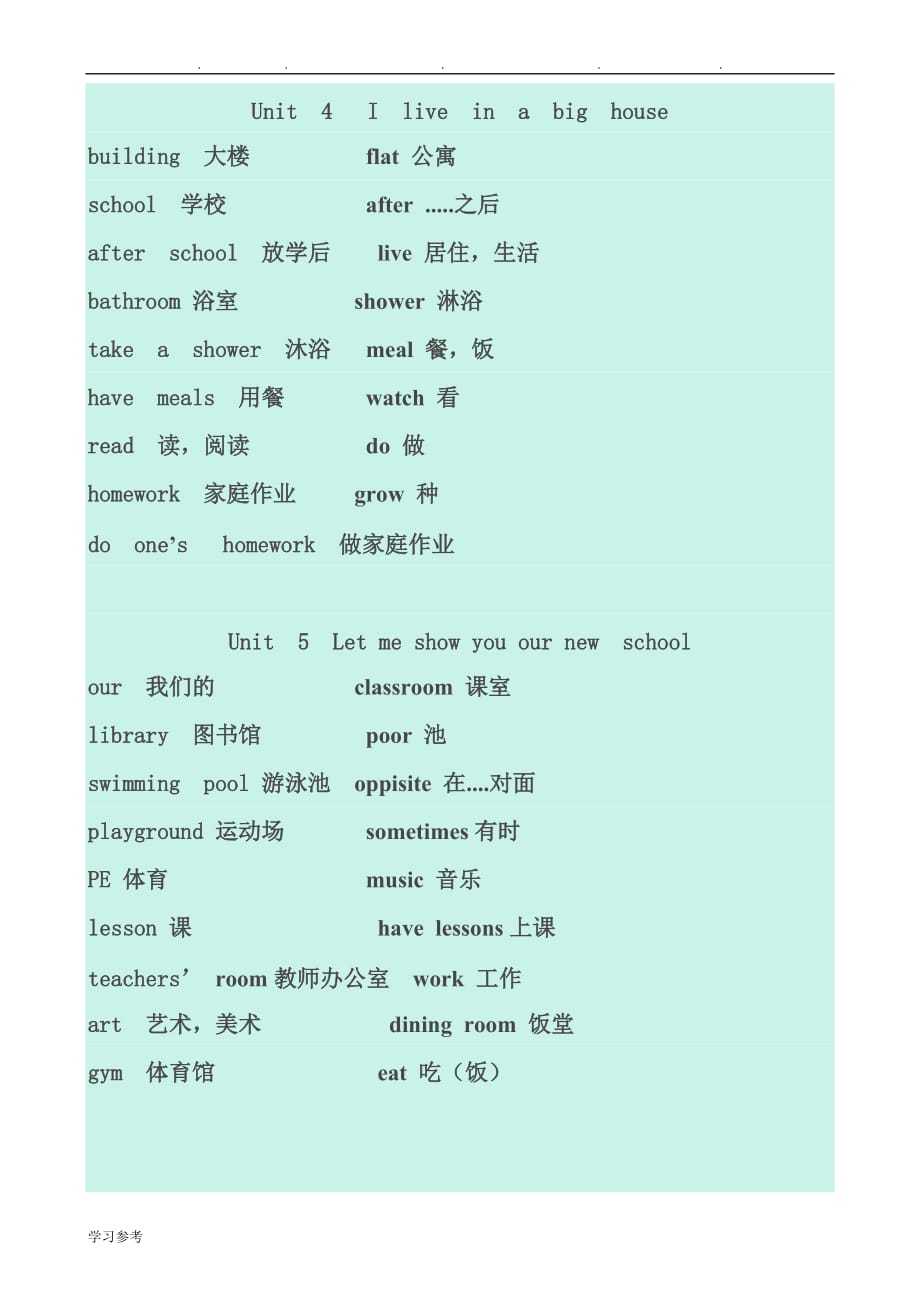 广州版小学四年级英语（上册）课文单词汇总_第2页