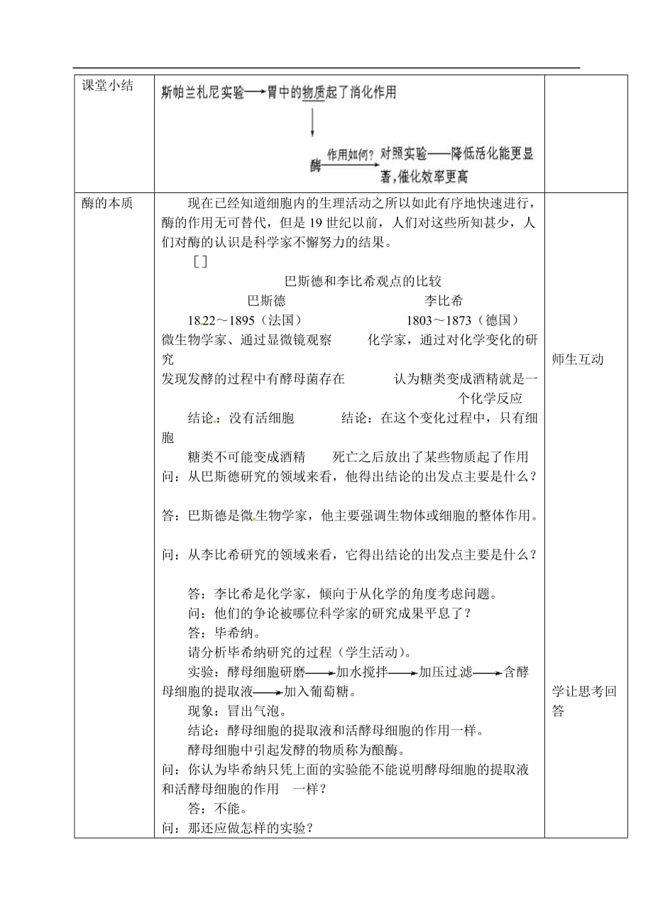 人教高中生物必修1教案：5.1降低化学反应活化能的酶 1 1课时_第4页