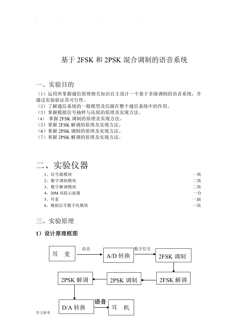 基于2FSK和2PSK混合调制的语音系统方案_第2页