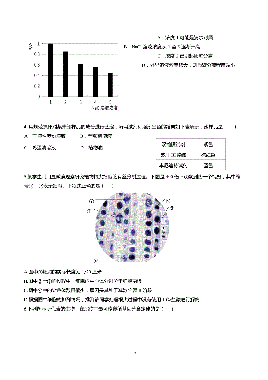 2017-2018年浙江省温州市十五校联合体高二（下学期）期中联考生物试题（B卷） Word版.doc_第2页