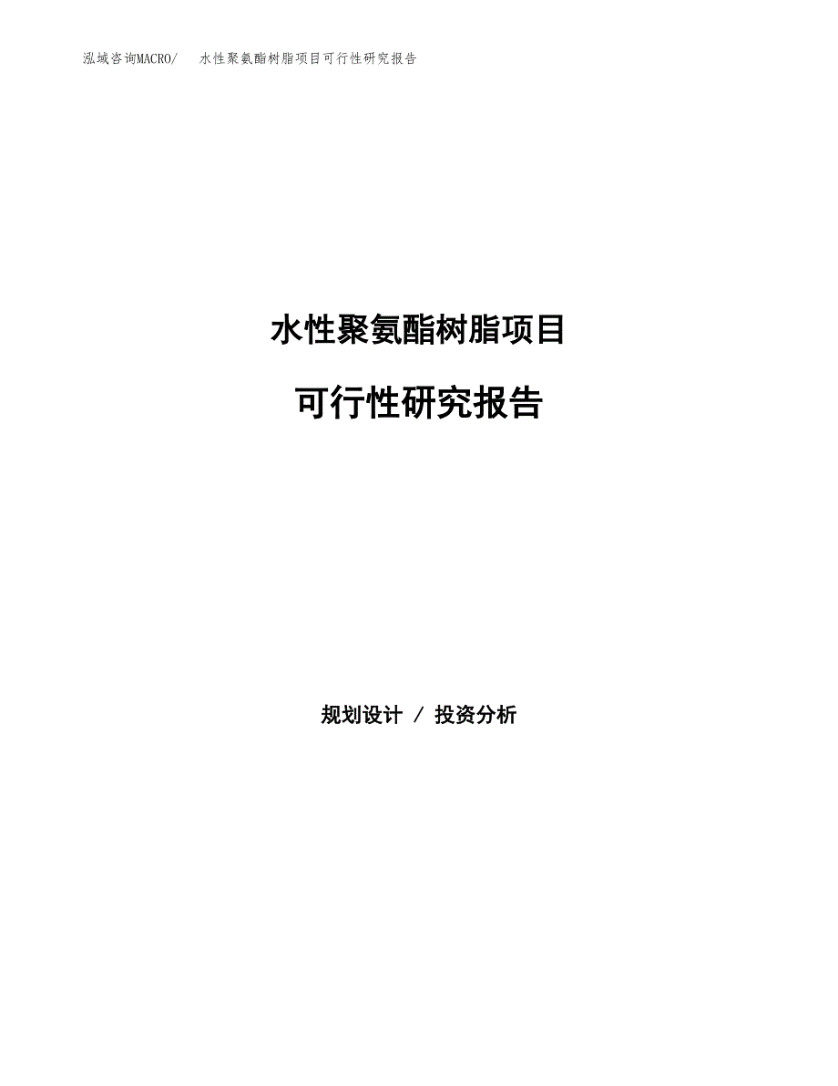 水性聚氨酯树脂项目可行性研究报告-立项备案.docx_第1页