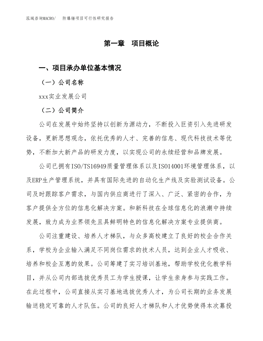 防爆锤项目可行性研究报告（总投资15000万元）（63亩）_第3页