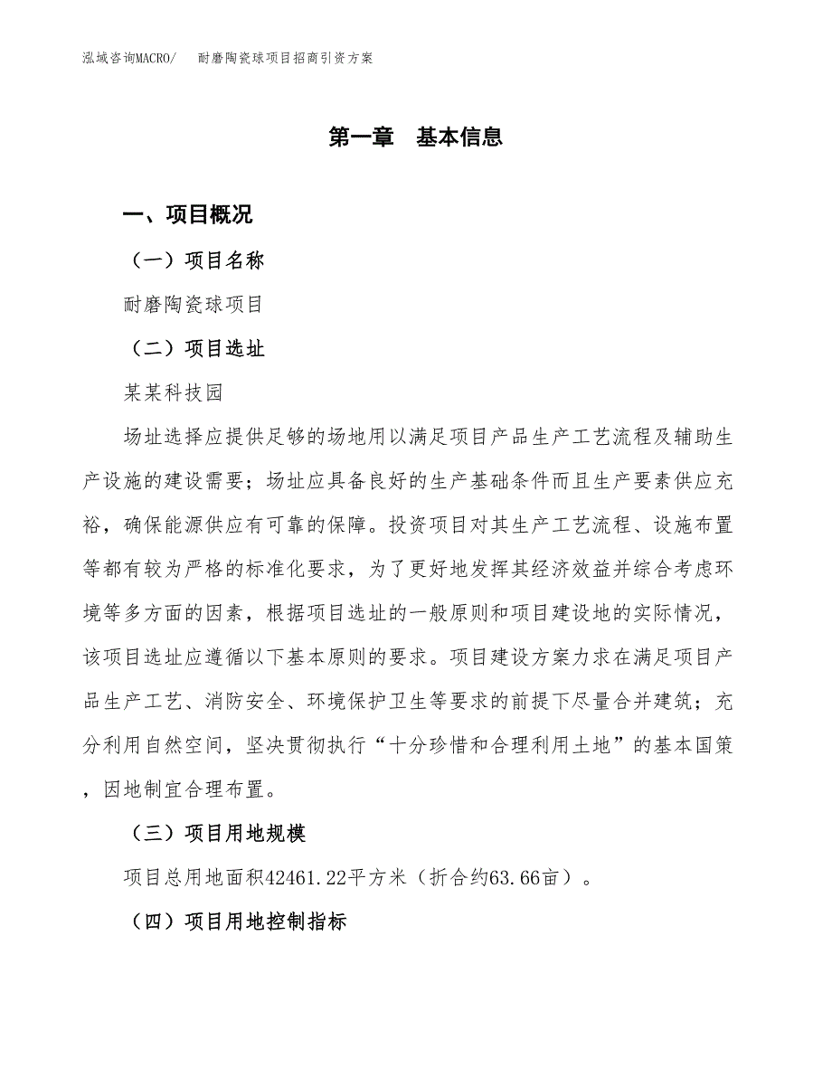 耐磨陶瓷球项目招商引资方案(立项报告).docx_第1页