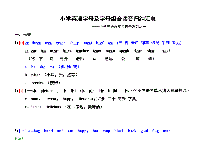 小学英语字母与字母组合读音归纳汇总_第1页