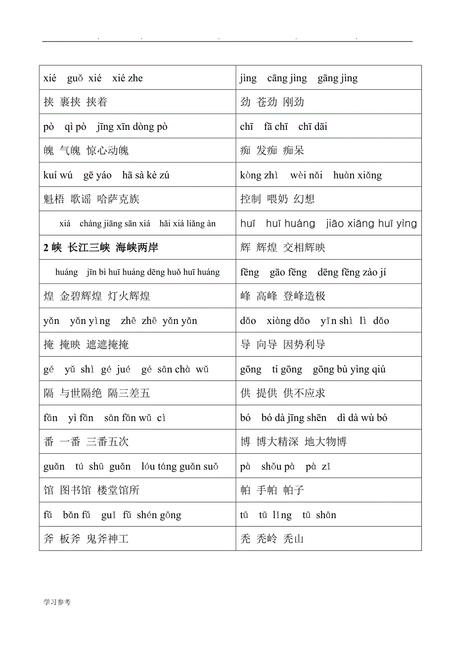 北师大版小学五年级语文（上册）生字表(DOC)_第3页