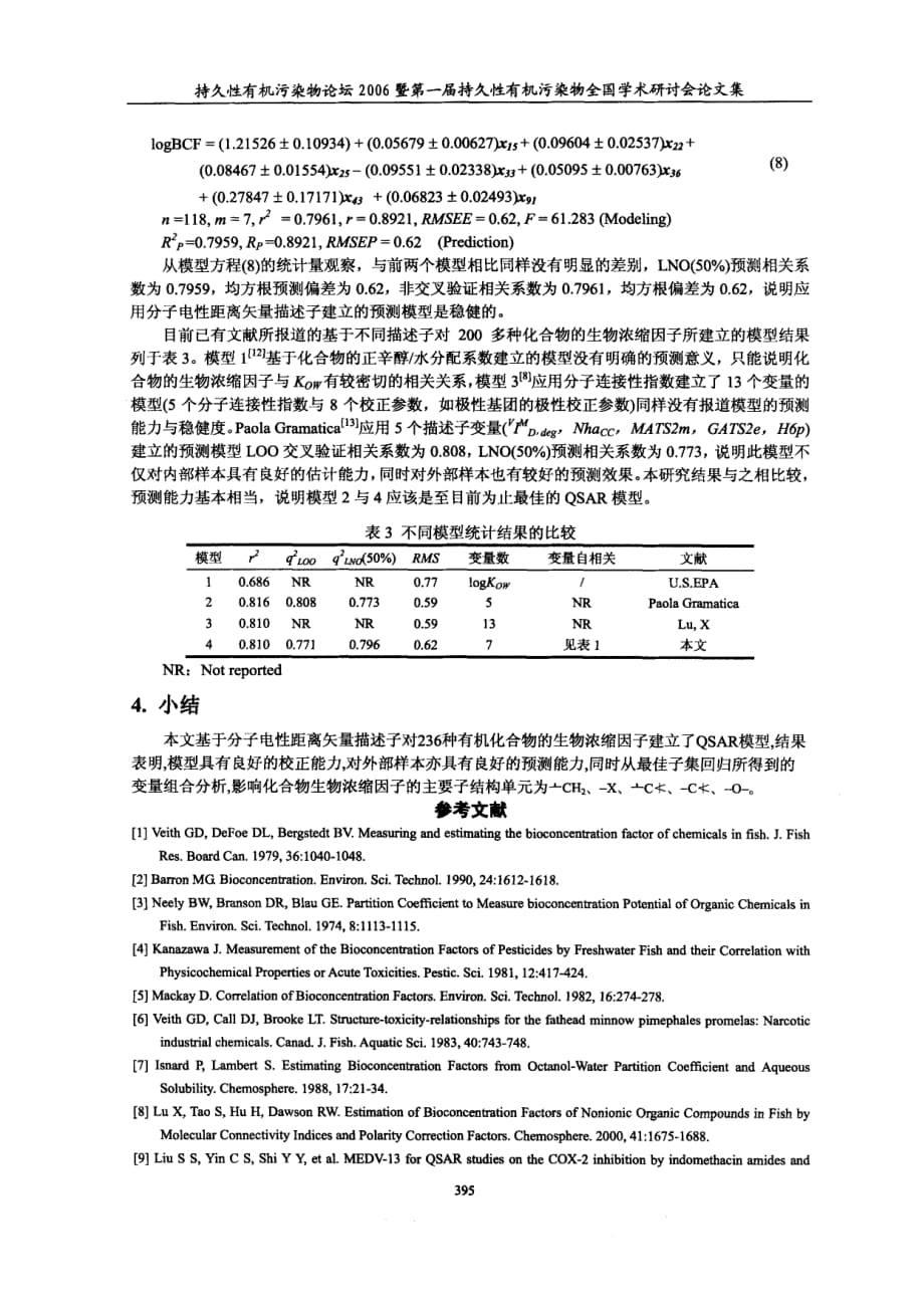 部分持久性有机污染物生物浓缩因子的qsar研究_第4页