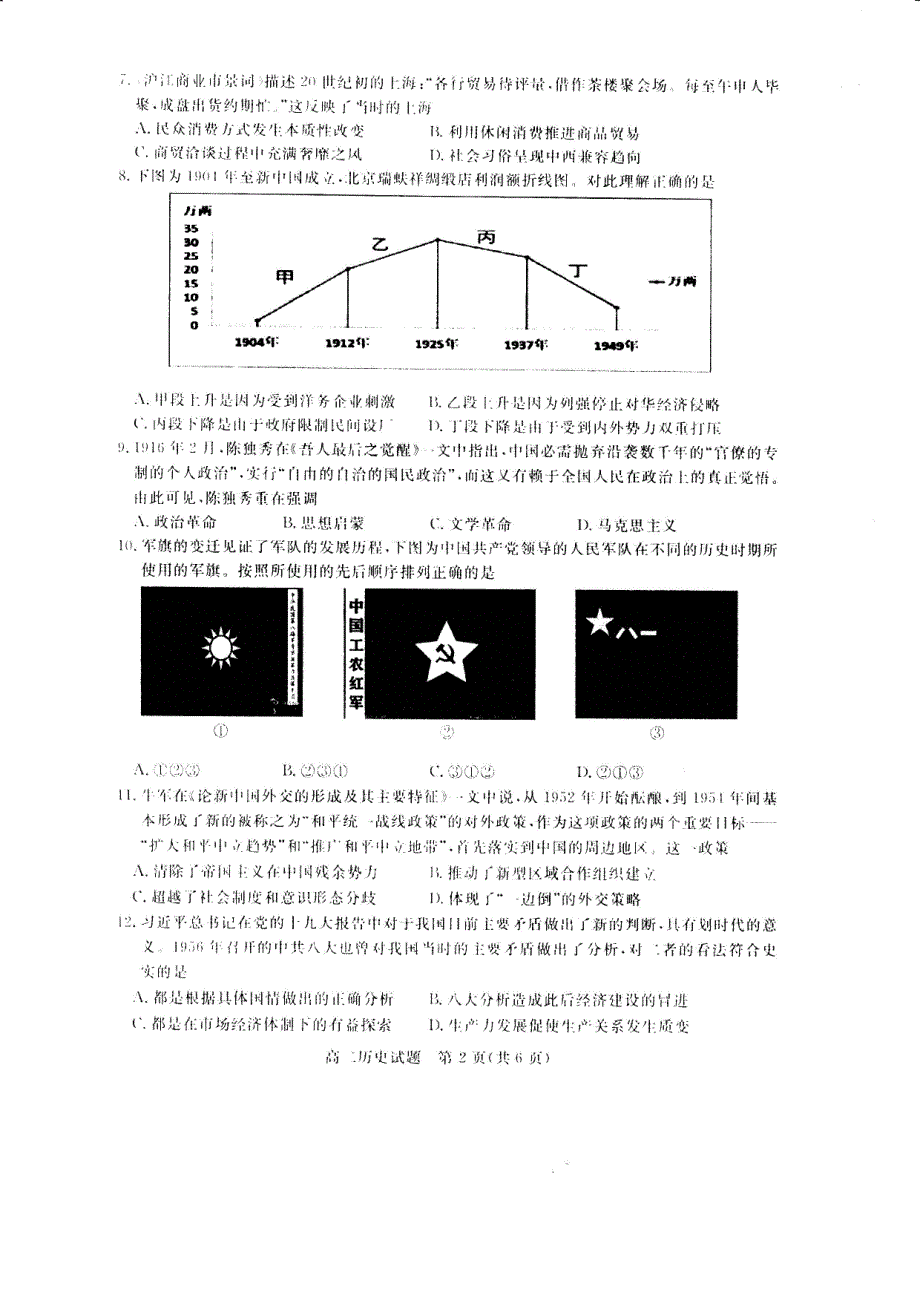 2017-2018年江苏省徐州市高二（下学期）期中考试历史试题（PDF版）.pdf_第2页