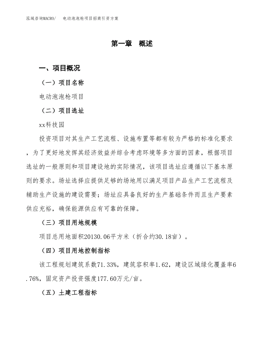 电动泡泡枪项目招商引资方案(立项报告).docx_第1页