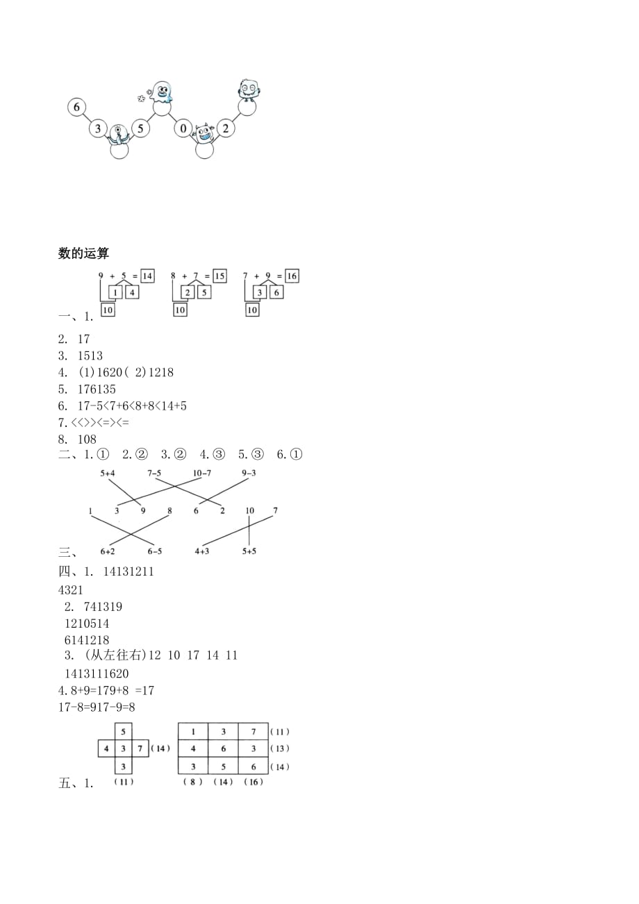 （最新）人教版一年级上册数学数的运算_第4页