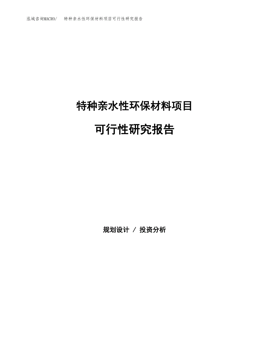 特种亲水性环保材料项目可行性研究报告-立项备案.docx_第1页