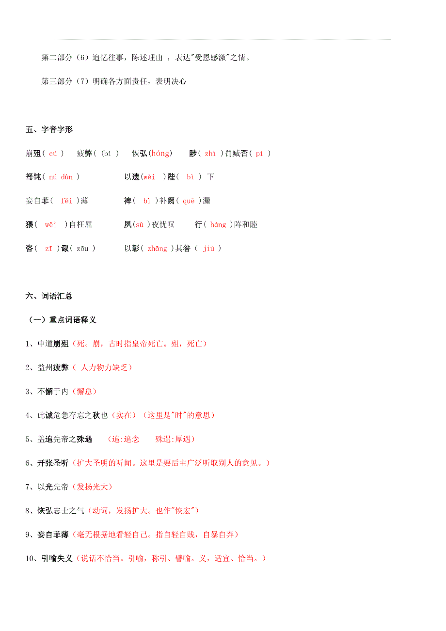 2020部编版中考语文文言文专题10《出师表》知识梳理_第2页