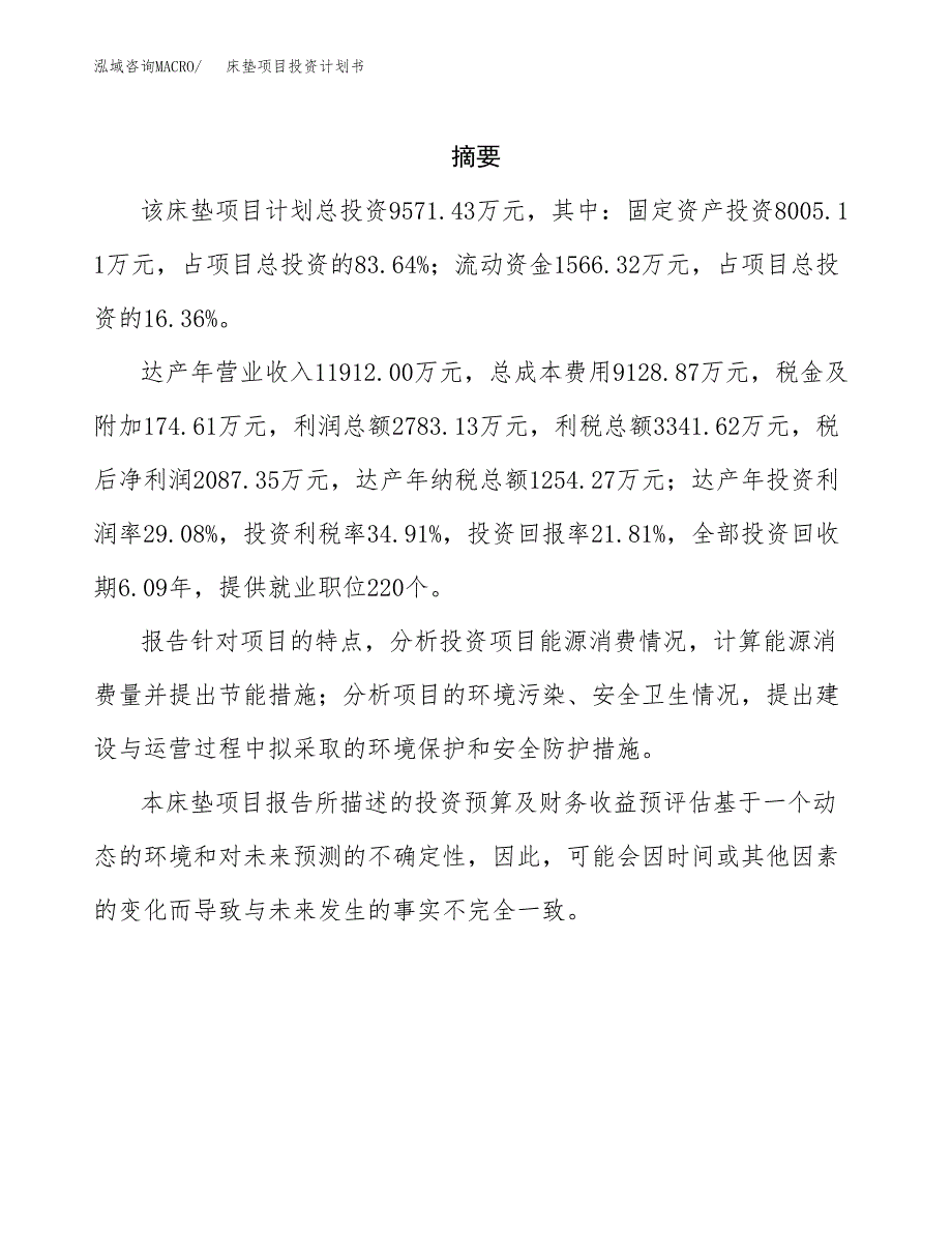 床垫项目投资计划书(招商引资).docx_第2页