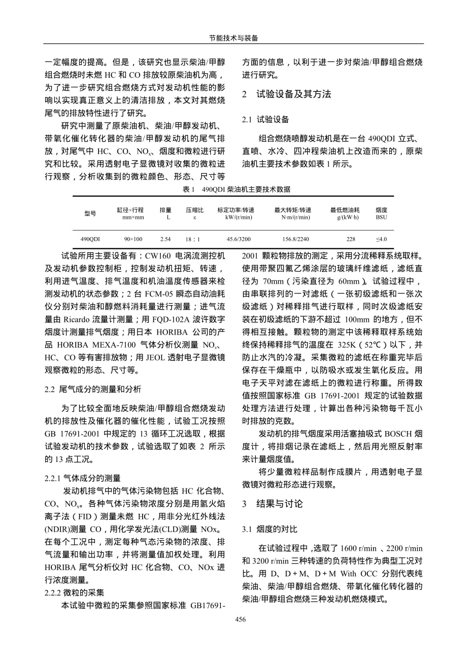 提高柴油甲醇组合燃烧尾气排放质量的研究_第2页