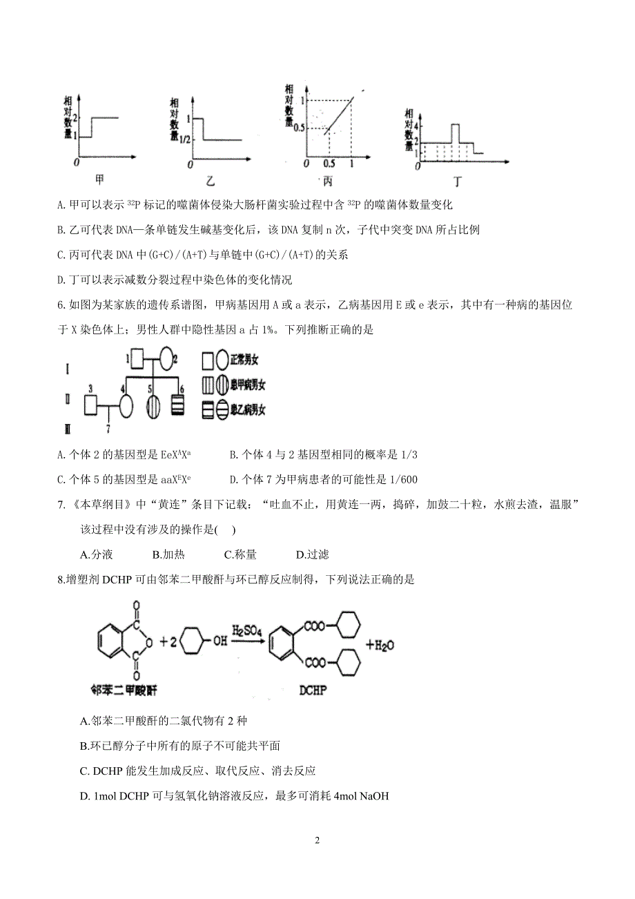 2018届河北省武邑中学高三（下学期）第六次模拟考试理科综合试题 word.doc_第2页