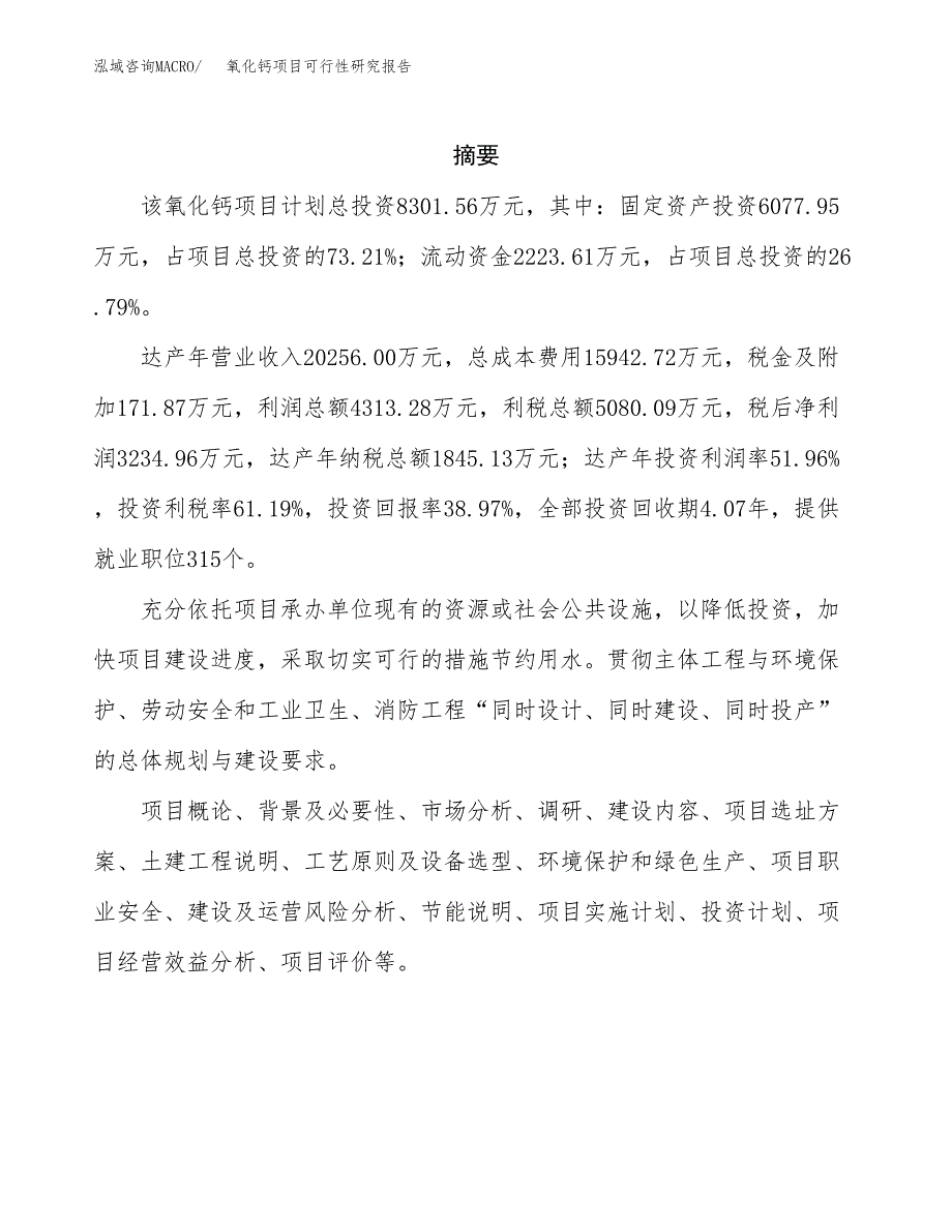 氧化钙项目可行性研究报告（总投资8000万元）（38亩）_第2页