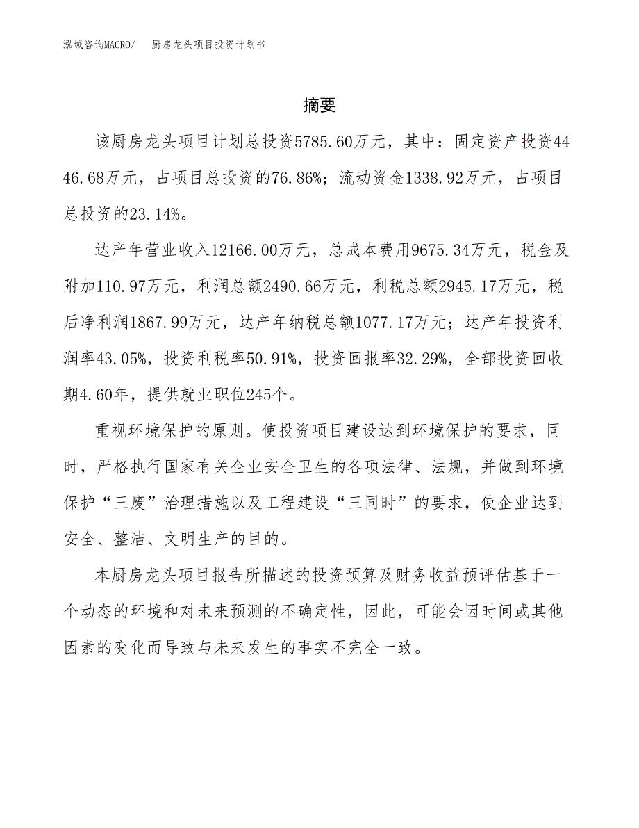 厨房龙头项目投资计划书(招商引资) (1).docx_第2页