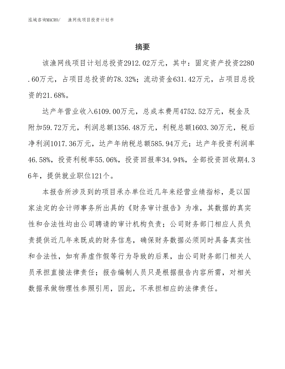 渔网线项目投资计划书(招商引资) (1).docx_第2页