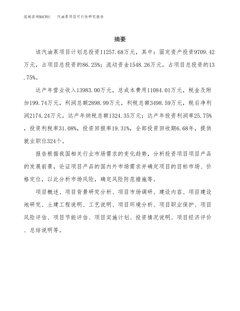 汽油泵项目可行性研究报告（总投资11000万元）（57亩）_第2页