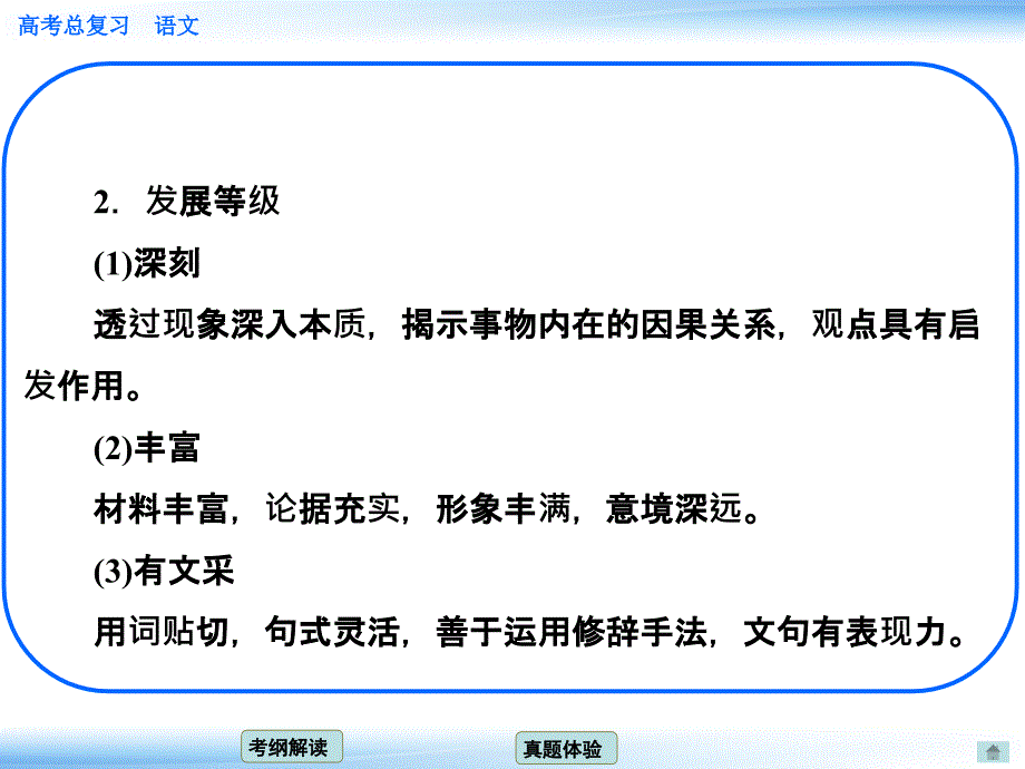 【高考领航】（创新版）（学生用书）2015届高考新一轮语文总复习章节导航课件：第十五 章审题立意（共27张PPT）_第4页