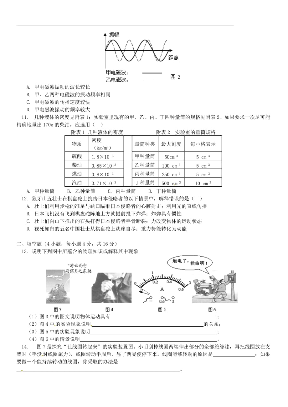 2018年中考物理二轮复习中考综合复习同步练习新人教版（含答案）_第2页