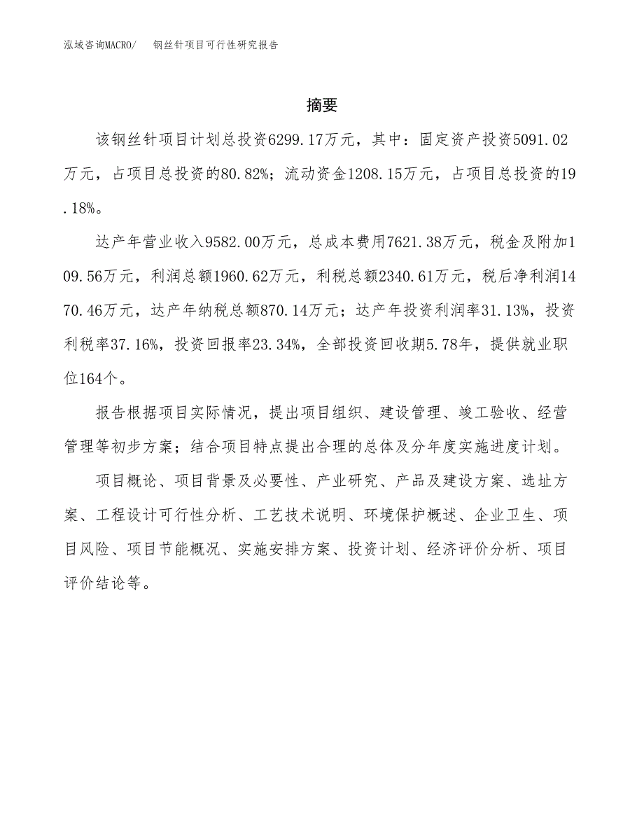 钢丝针项目可行性研究报告（总投资6000万元）（29亩）_第2页