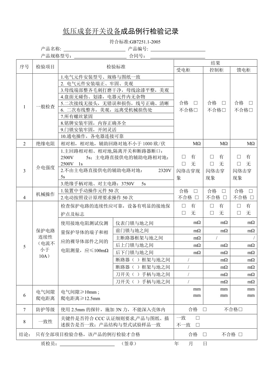 CCC低压配电柜确认检验记录_第2页