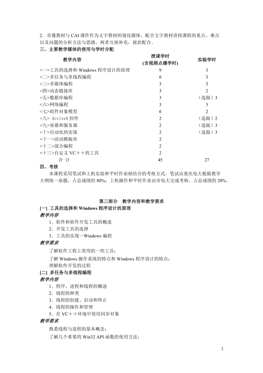 重庆广播电视大学《软件开发工具与环境》课程教学大纲_第2页