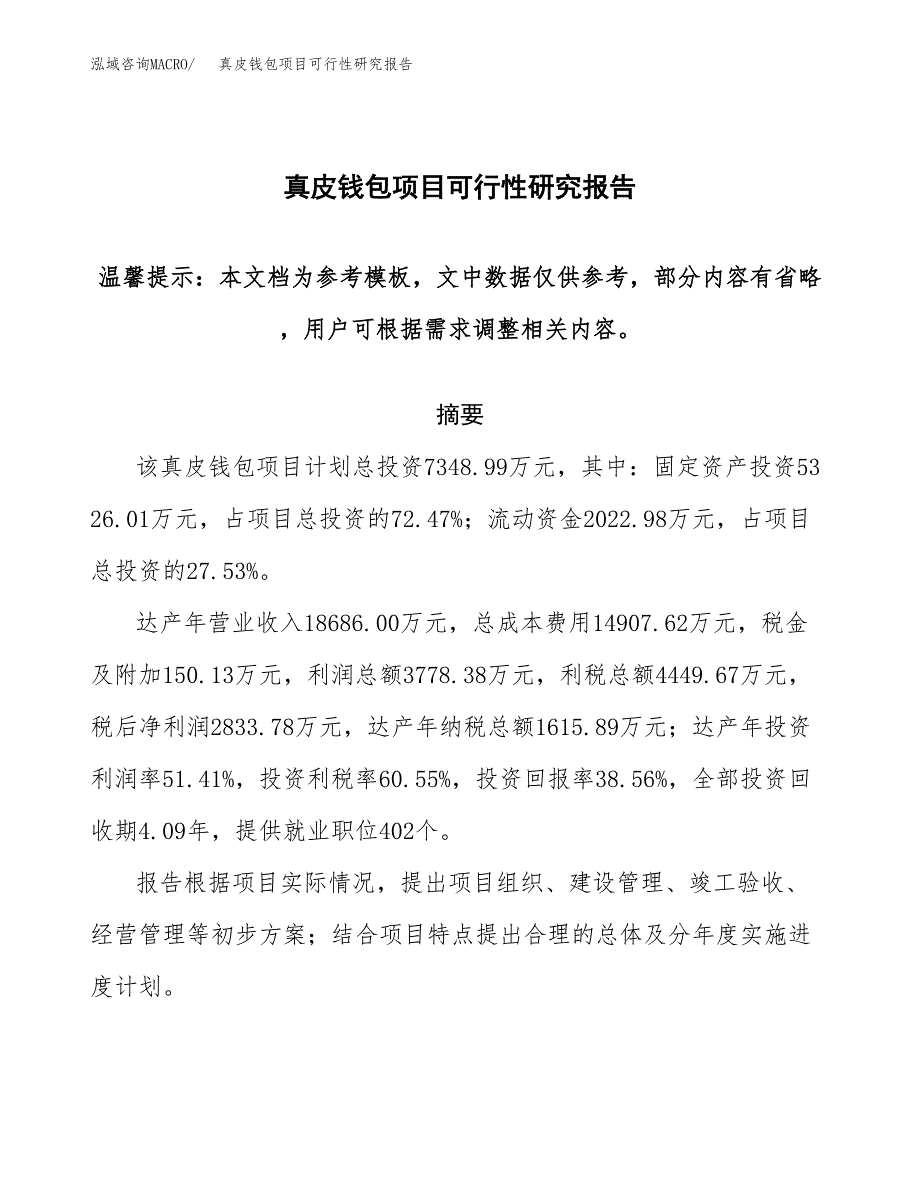 真皮钱包项目可行性研究报告范本大纲.docx_第1页