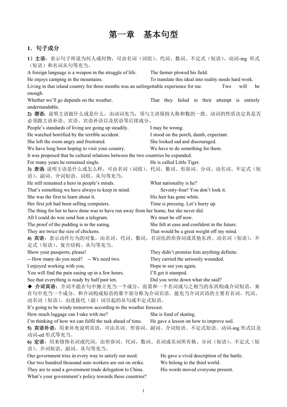 大学英语语法知识_第1页