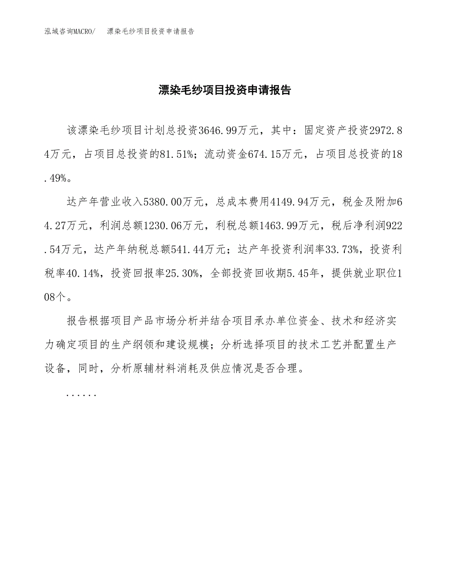 漂染毛纱项目投资申请报告模板.docx_第2页