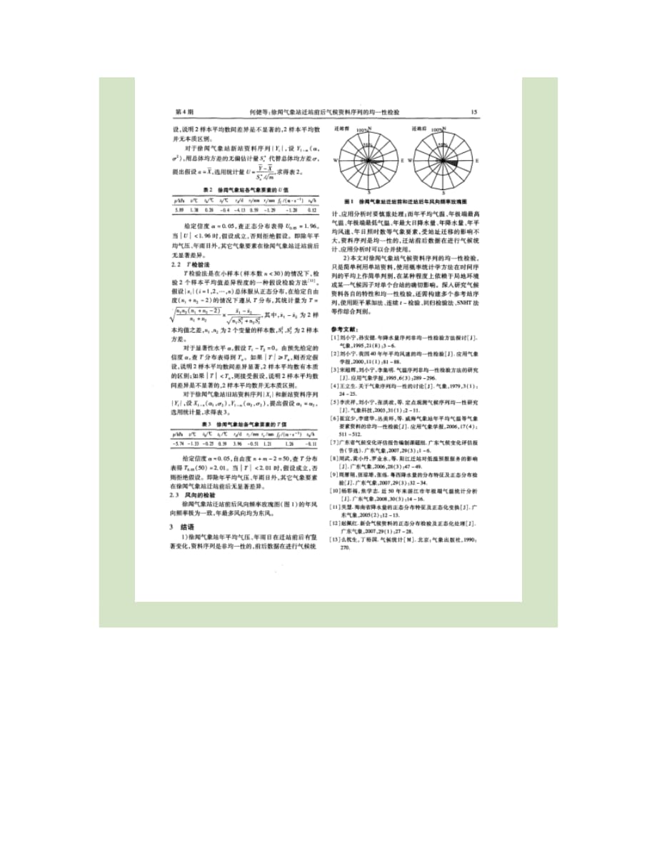 徐闻气象站迁站前后气候资料序列的均一性检验_第2页