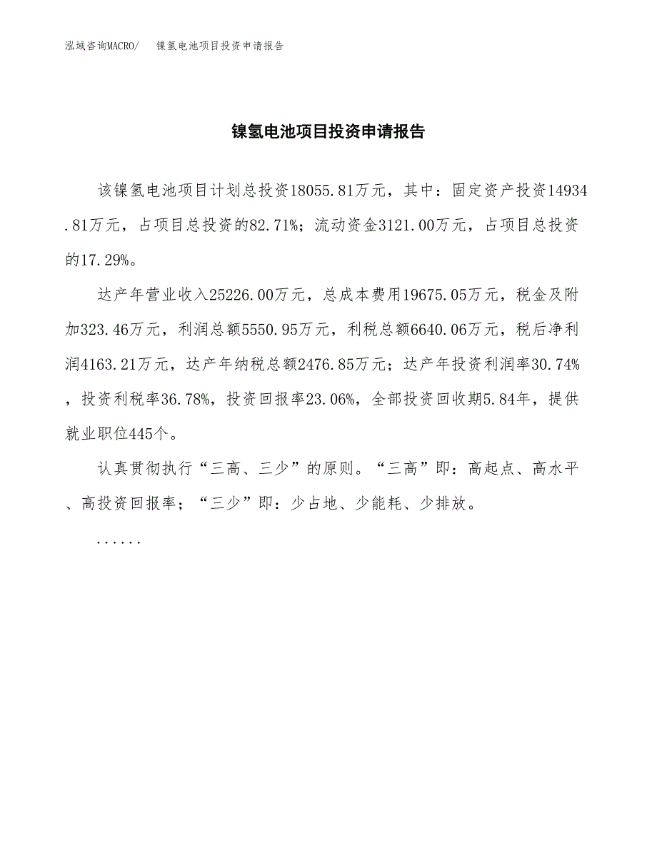 镍氢电池项目投资申请报告模板.docx_第2页