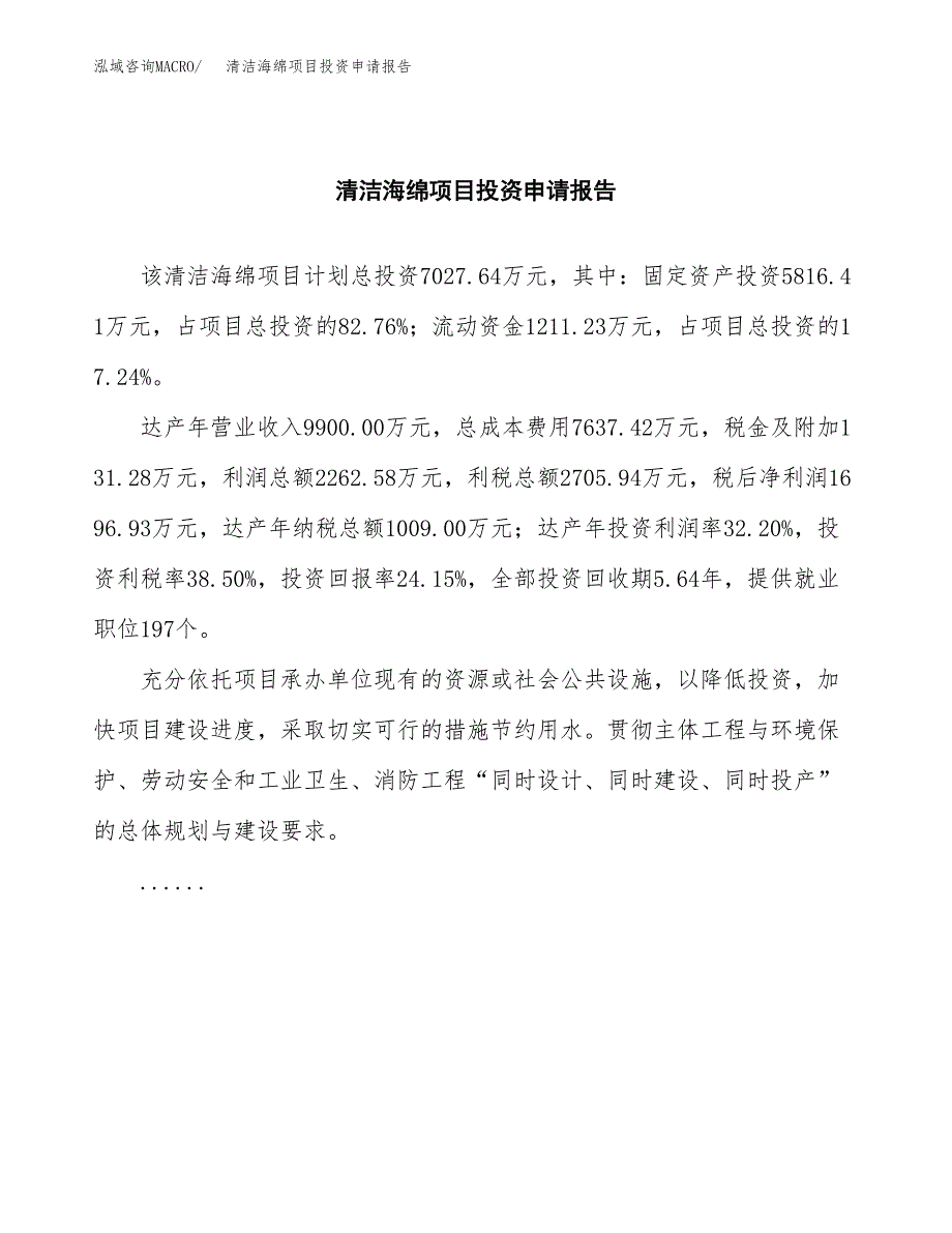 清洁海绵项目投资申请报告模板.docx_第2页