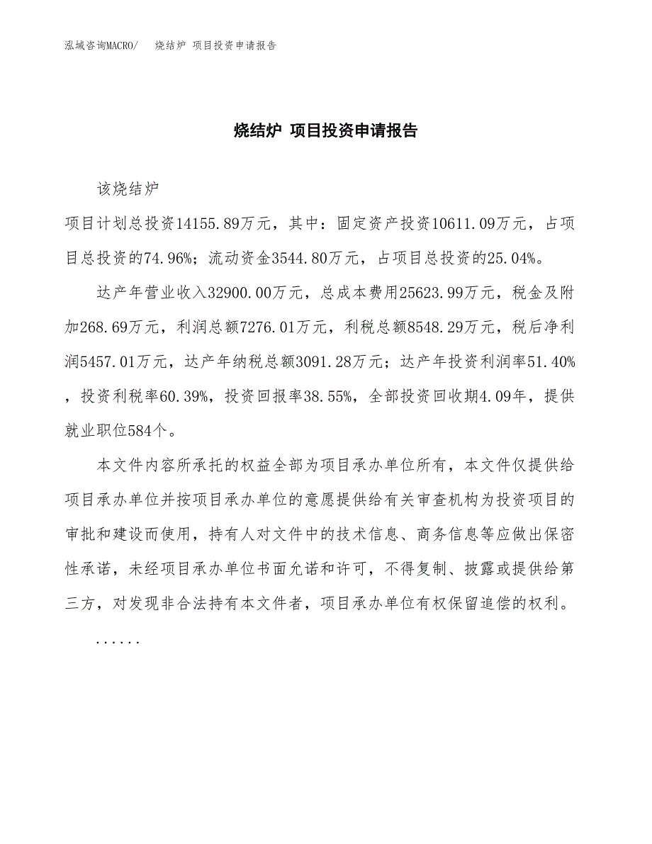 烧结炉 项目投资申请报告模板.docx_第2页