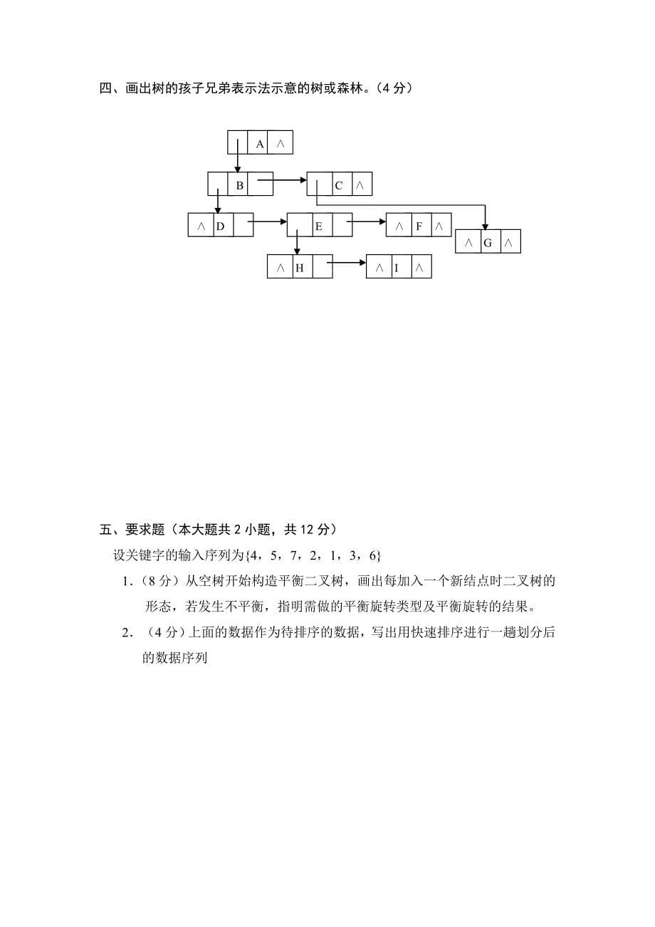 《数据结构》月考试卷及答案_第5页