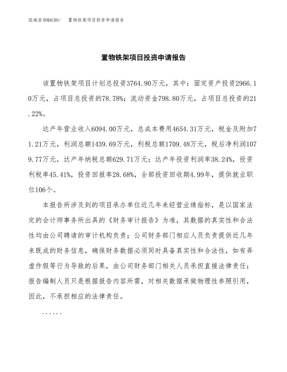 置物铁架项目投资申请报告模板.docx_第2页